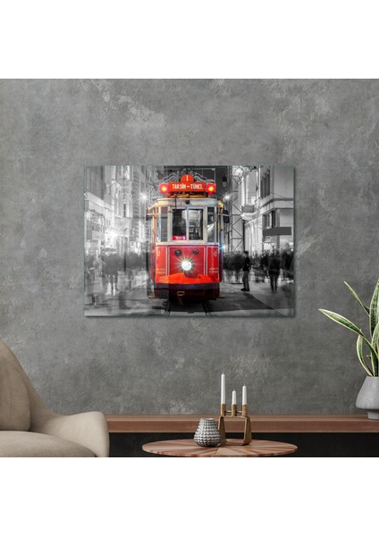 Cam Tablo Tramvay Beyoğlu Şehir Manzarası 70X100 cm modelleri