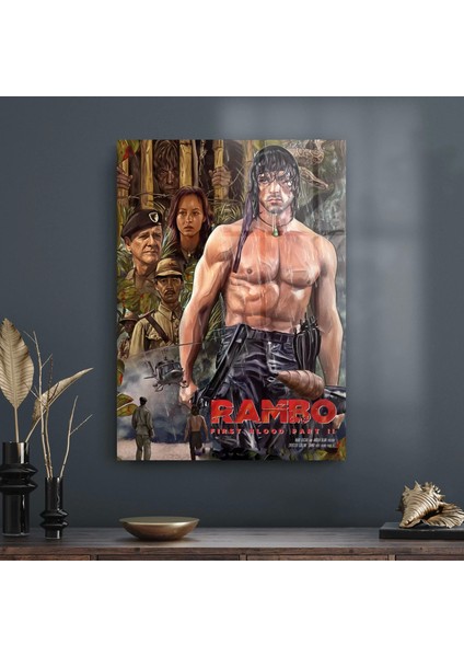 Cam Tablo Rambo Film Afiş 50X70 cm