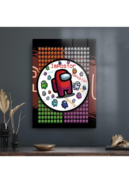 Cam Tablo Gamer Renkli Among Us 50X70 cm