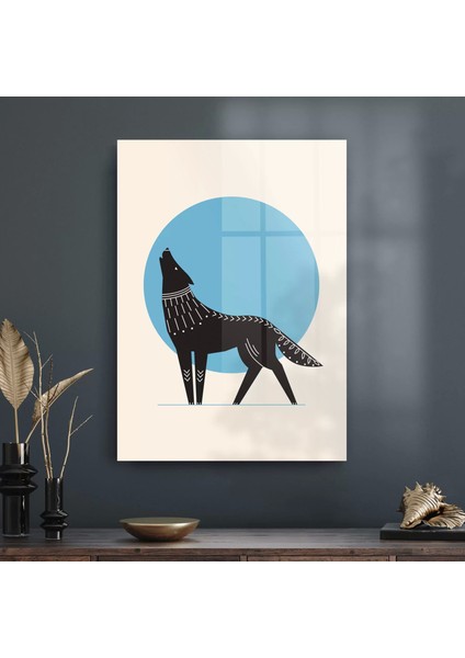 Cam Tablo Minimal Kurt Desenli 50X70 cm