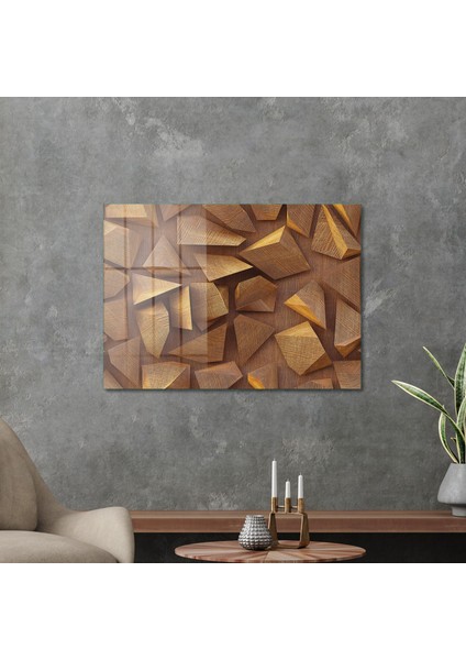 Cam Tablo Geometrik Ahşap Ağaç Desenli 50X70 cm modelleri