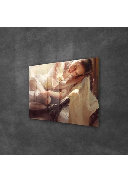 Cam Tablo Yağlı Boya Kadın Porte 50X70 cm fiyatları