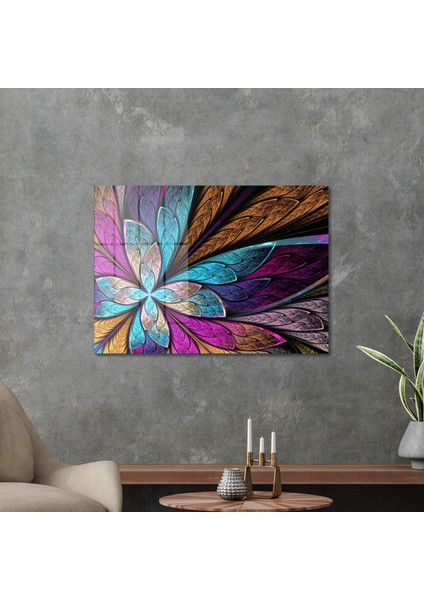 Cam Tablo Abstract Çiçek Desenli 50X70 cm modelleri