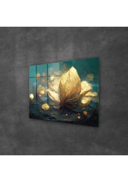 Cam Tablo Gold Lily Desenli 50X70 cm