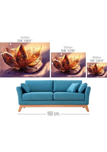 Cam Tablo Gold Lily Desenli 50X70 cm