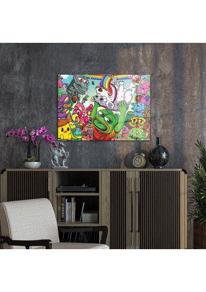 Cam Tablo Pop Art Colour Monsters 50X70 cm