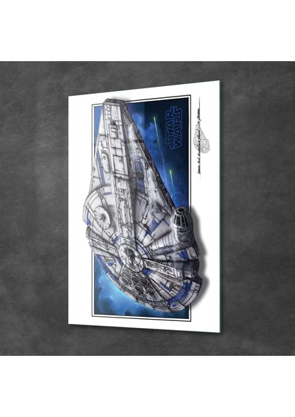 Cam Tablo Star Wars Millennium Falcon Poster 50X70 cm fiyatları