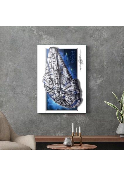 Cam Tablo Star Wars Millennium Falcon Poster 50X70 cm modelleri