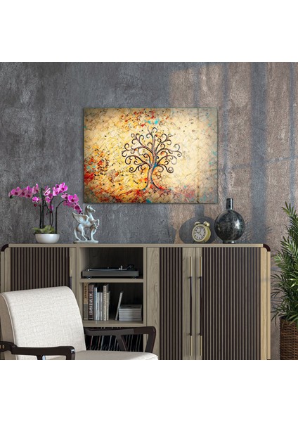 Cam Tablo Renkli Hayat Ağacı 50X70 cm