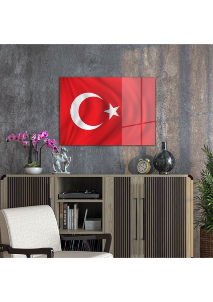 Cam Tablo Türk Bayrağı 50X70 cm