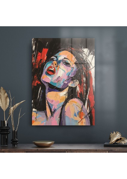 Cam Tablo Abstract Kadın Portresi 70X100 cm