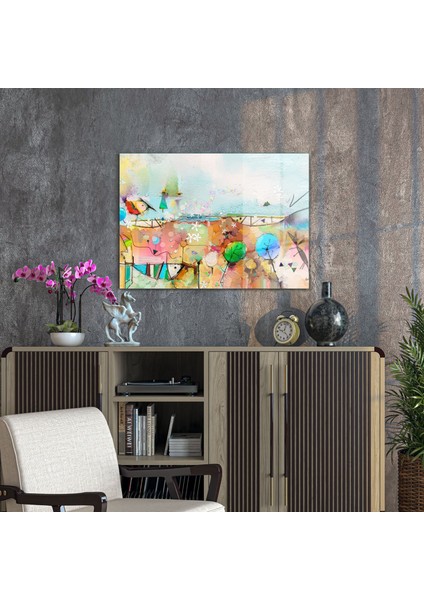 Cam Tablo Sulu Boya Renkli Desenler 50X70 cm