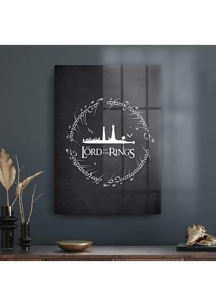 Cam Tablo Yazılı Gri Yüzüklerin Efendisi 30X40 cm
