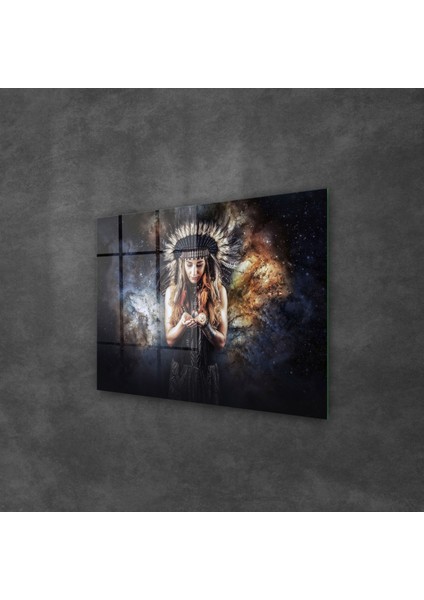 Cam Tablo Spiritual Kızılderili Kadın 50X70 cm fiyatları