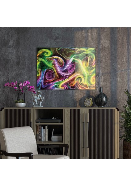 Neon Spiral Waves Cam Tablo 30X40 cm
