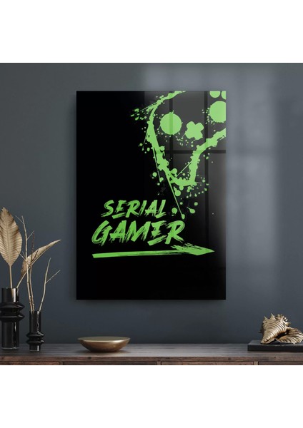 Cam Tablo Yeşil Serial Gamer Yazılı 30X40 cm