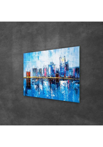 Cam Tablo Yağlı Boya Şehir Manzarası 50X70 cm fiyatları