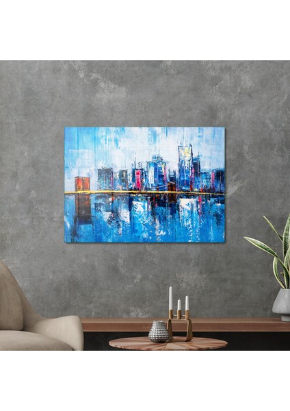 Cam Tablo Yağlı Boya Şehir Manzarası 50X70 cm modelleri
