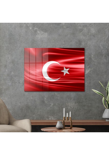 Cam Tablo Türk Bayrağı Desenli 50X70 cm modelleri