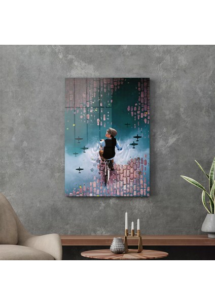 Cam Tablo Bisikletli Çocuk 30X40 cm modelleri