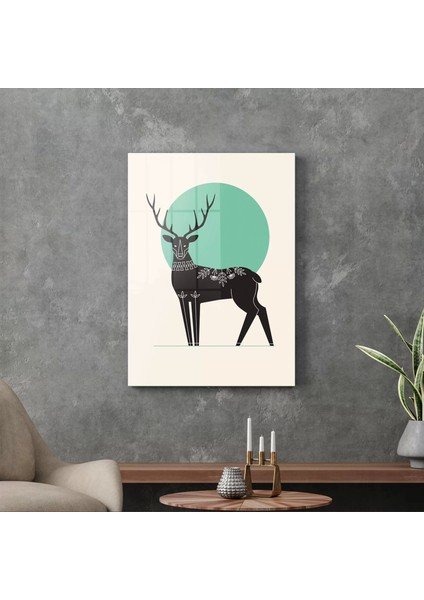 Cam Tablo Minimal Geyik Desenli 70X100 cm modelleri