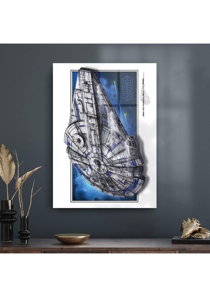 Cam Tablo Star Wars Millennium Falcon Poster 30X40 cm