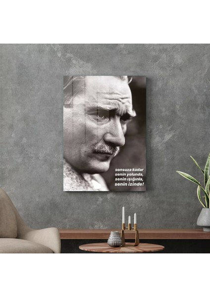 Cam Tablo Atatürk Portresi Yazılı 30X40 cm modelleri