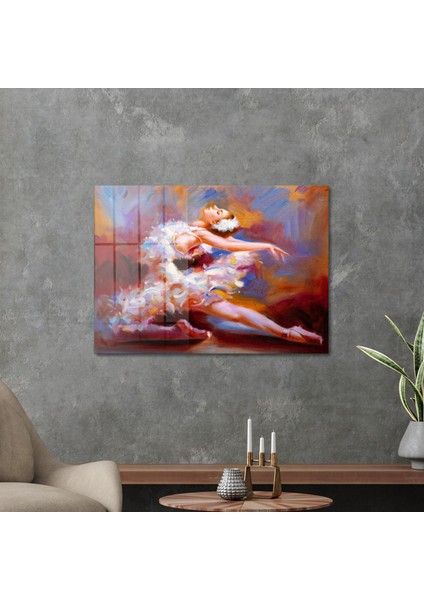 Cam Tablo Yağlı Boya Renkli Balerin 30X40 cm