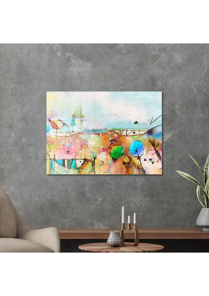 Cam Tablo Sulu Boya Renkli Desenler 30X40 cm modelleri