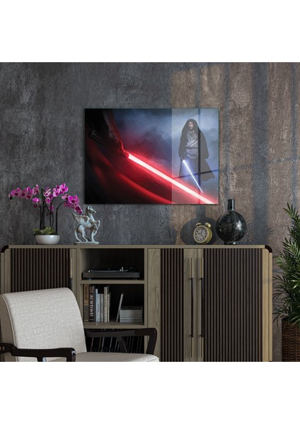 Cam Tablo Star Wars Vader Vs Obiwan 30X40 cm