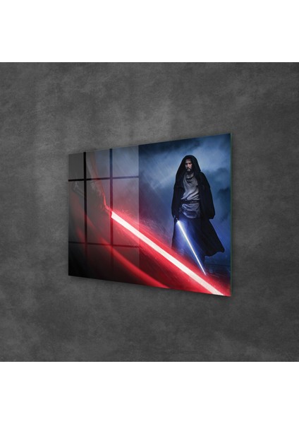 Cam Tablo Star Wars Vader Vs Obiwan 30X40 cm