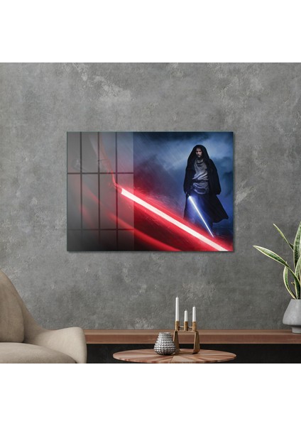 Cam Tablo Star Wars Vader Vs Obiwan 30X40 cm