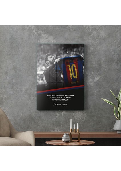 Cam Tablo Lionel Messi Motivational 70X100 cm modelleri