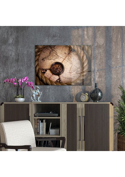 Cam Tablo Old World Map 30X40 cm