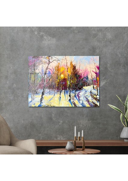 Cam Tablo Yağlı Boya Orman Manzarası 30X40 cm modelleri