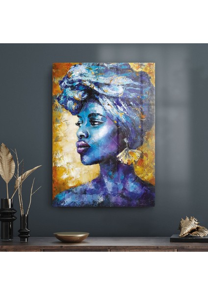 Afrikalı Kadın Portresi Cam Tablo 70X100 cm