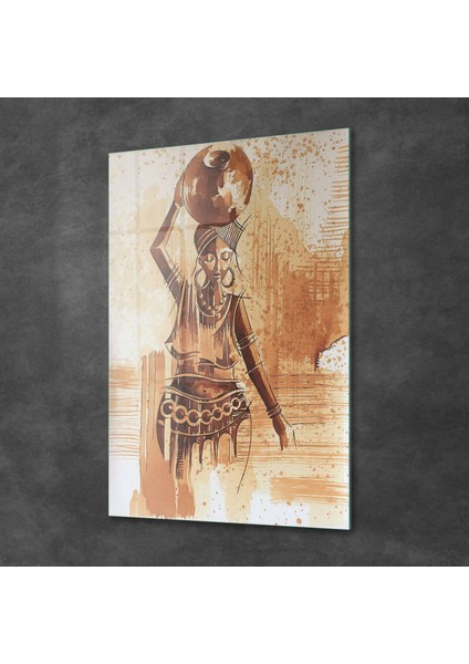 Testi Taşıyan Afrikalı Kadın Cam Tablo 70X100 cm modelleri