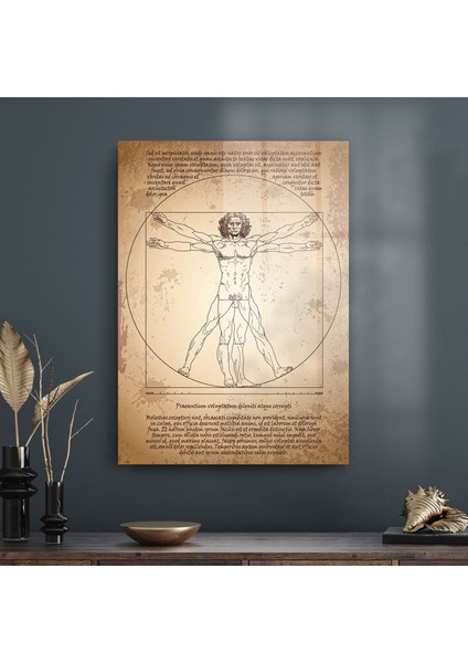 Davinci Vitruvius Adamı Cam Tablo 70X100 cm