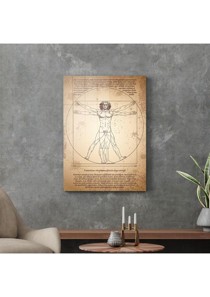 Davinci Vitruvius Adamı Cam Tablo 70X100 cm modelleri