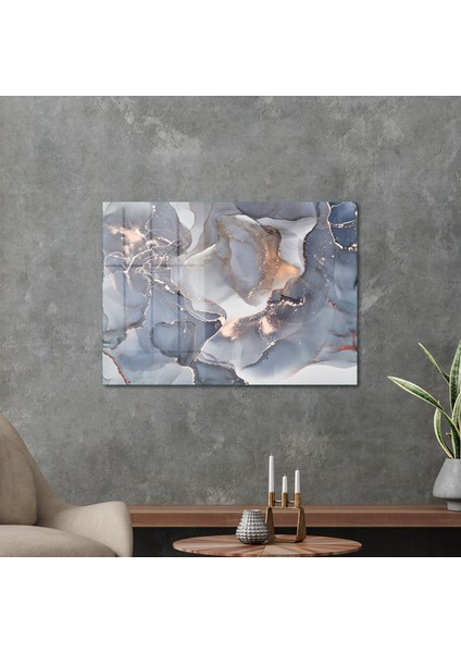 Cam Tablo Gri Mermer Desenli 30X40 cm