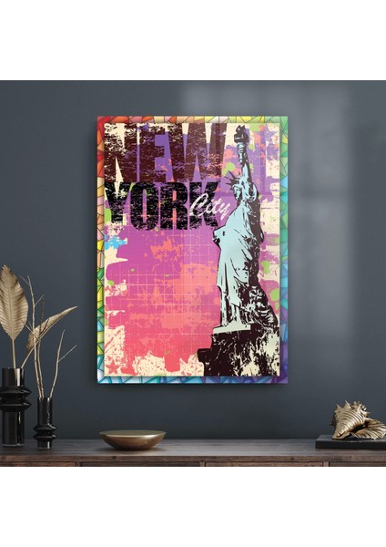 Cam Tablo Pop Art New York 70X100 cm