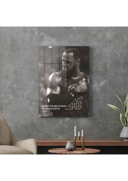 Cam Tablo Lebron James Motivational 70X100 cm modelleri