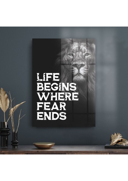 Cam Tablo Fear Ends Motivational 70X100 cm