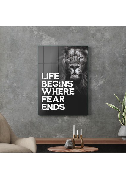 Cam Tablo Fear Ends Motivational 70X100 cm