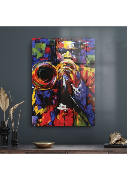 Cam Tablo Caz Müzisyeni Temalı 70X100 cm