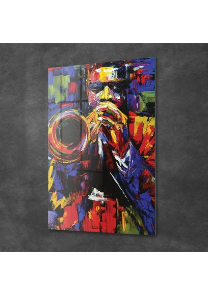 Cam Tablo Caz Müzisyeni Temalı 70X100 cm fiyatları