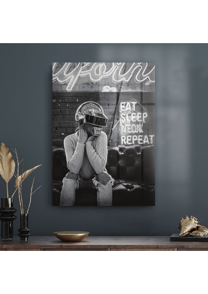 Cam Tablo Cyberpunk Neon 70X100 cm