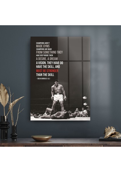 Cam Tablo Muhammed Ali Motivational 70X100 cm