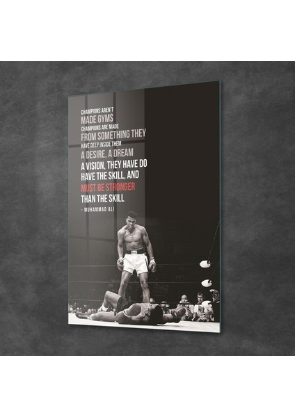 Cam Tablo Muhammed Ali Motivational 70X100 cm fiyatları