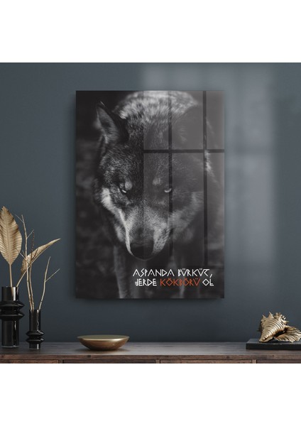 Cam Tablo Kökbörü Temalı 70X100 cm